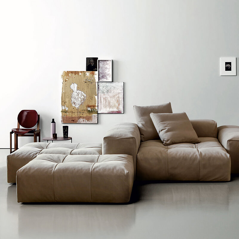 Оригинальный импортный итальянский простой/пиксельный кожаный комбинированный диван Saba из толстой кожи