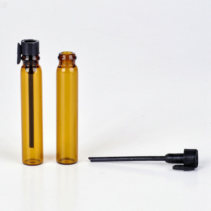 New 50/100PCS 1ML 2ML Amber Mini Perfume Glass Bottle Empty Cosmetics Bottle Sample Glass Thin Vials Essential Oil Bottle 4#