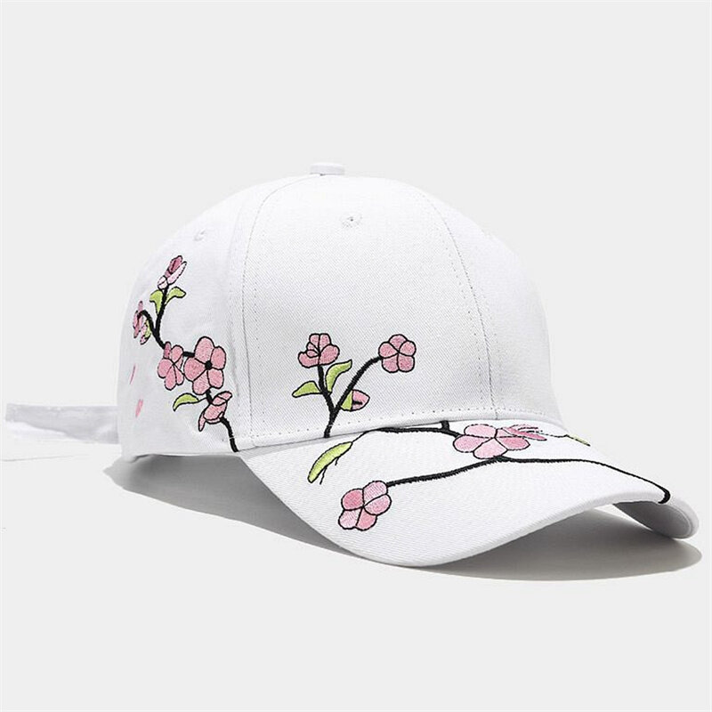 Boné bordado floral masculino e feminino, boné de sol, boné de beisebol estampado flor de pêssego, moda verão 2024