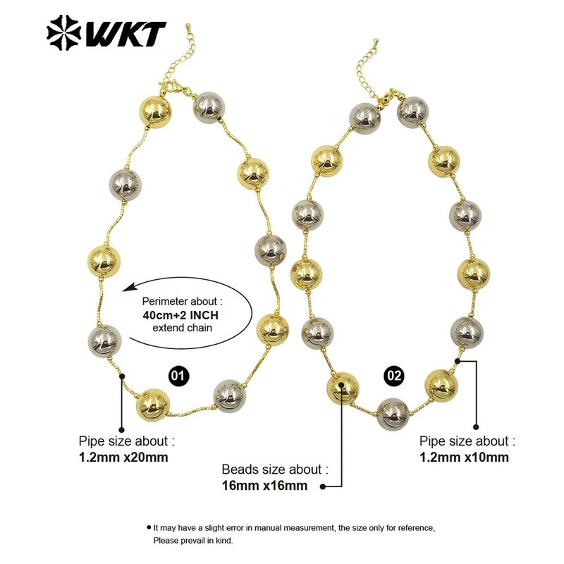WT-JFN07 Dignified dan elegan 18k emas & perak manik-manik Spaced 40cm untuk wanita pesta koktail perhiasan kalung