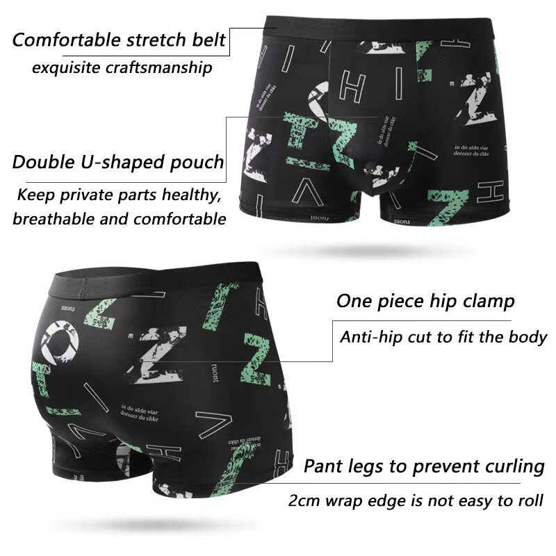 5 stuks Heren Boxers Shorts Onderbroek Ondergoed 2XL 3XL 4XL 4 Kleuren Random Printing Zachte Fashion Sport Casual Fitness