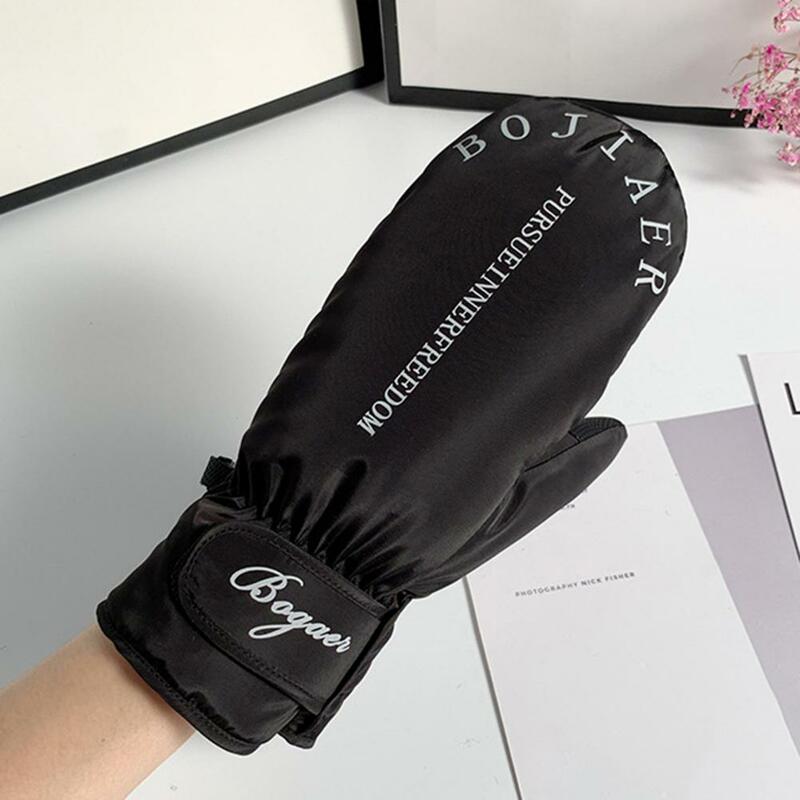 Simple Plush Lining Anti-lost Buckle Cold Winter Girls Sports Cycling Gloves Adjustable Wrist Skiing Mittens for Outdoor