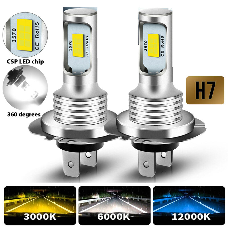 Phare antibrouillard LED Canbus pour voiture, lumière de sauna, puce CSP, Turbo, H7, 20000LM, 4300K, 8000K, 3000K, HB3, HB4, 9005, 9006, H3, H1, H8, H4, H11, H9