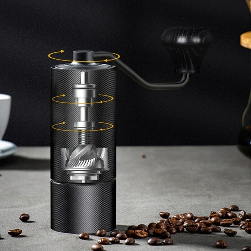 Molinillo de Café Manual CNC de acero inoxidable profesional de doble rodamiento ajustable de mano, molienda en granos de café