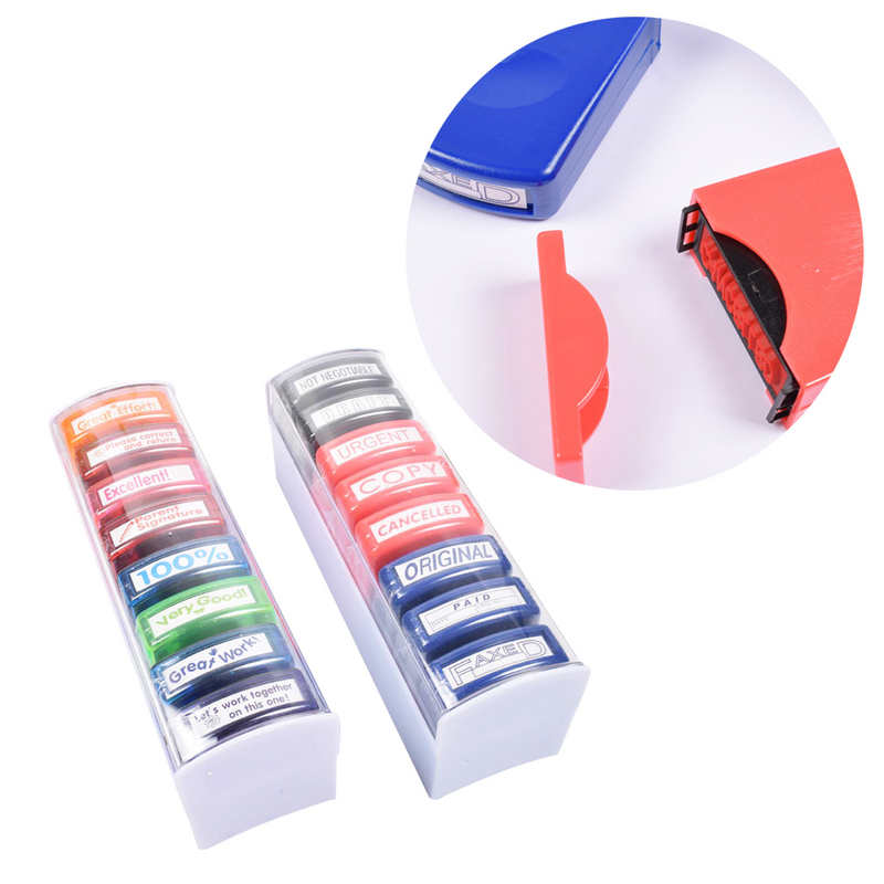 8 buah Set Stamper Remark lucu kreatif plastik dianjurkan Stamper lingkungan untuk guru sekolah anak (Cap acak dalam bahasa Inggris
