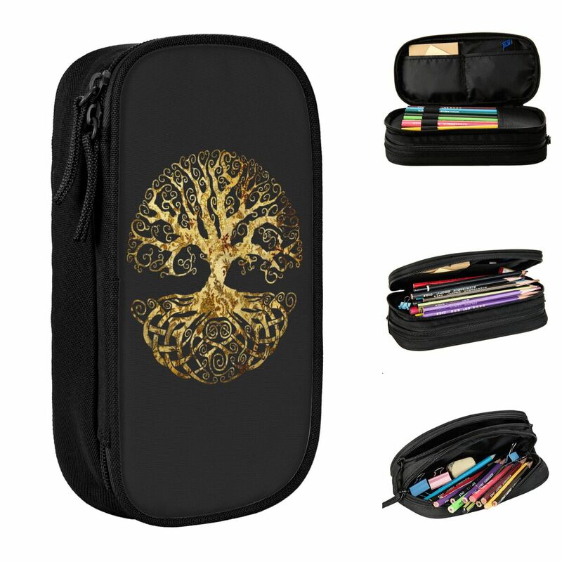 Tree Of Life Pencil Case Forest Nature Budda Symbol Pencilcases Pen Box for Student Big Capacity Bag School Supplies Stationery
