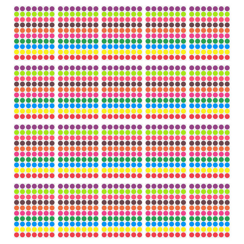 Adesivos coloridos redondos para venda, Etiqueta adesiva, Etiquetas do ponto do círculo, 1400 Pcs