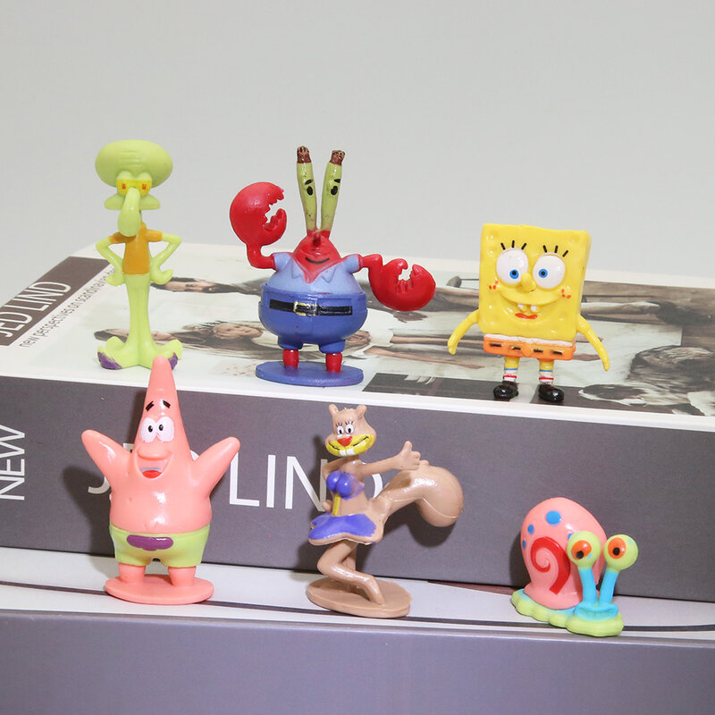 Anime Spongebobs Action Figures Cartoon Mini Dolls Fish Tank Decoration paesaggistica accessori per acquari regali di compleanno per ragazzi