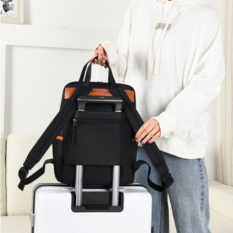 Tas punggung Laptop wanita, ransel tahan air untuk murid perempuan, tas sekolah Laptop, tas punggung bepergian