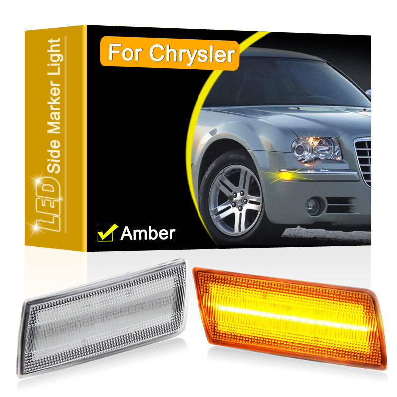 12V Clear Lens Front Amber LED Side Marker Lamp Assembly For Chrysler 300 2005 2006 2007 2008 2009 2010 2011-2014 Position Light