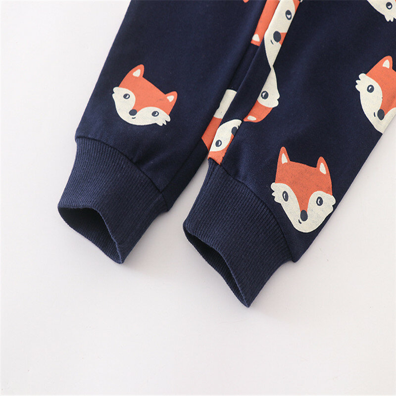 Jumping Meters Autumn Spring Foxes Print Boys Girls Sweatpants Drawstring Pockets Children's Trousers Pants Full Length Toddler