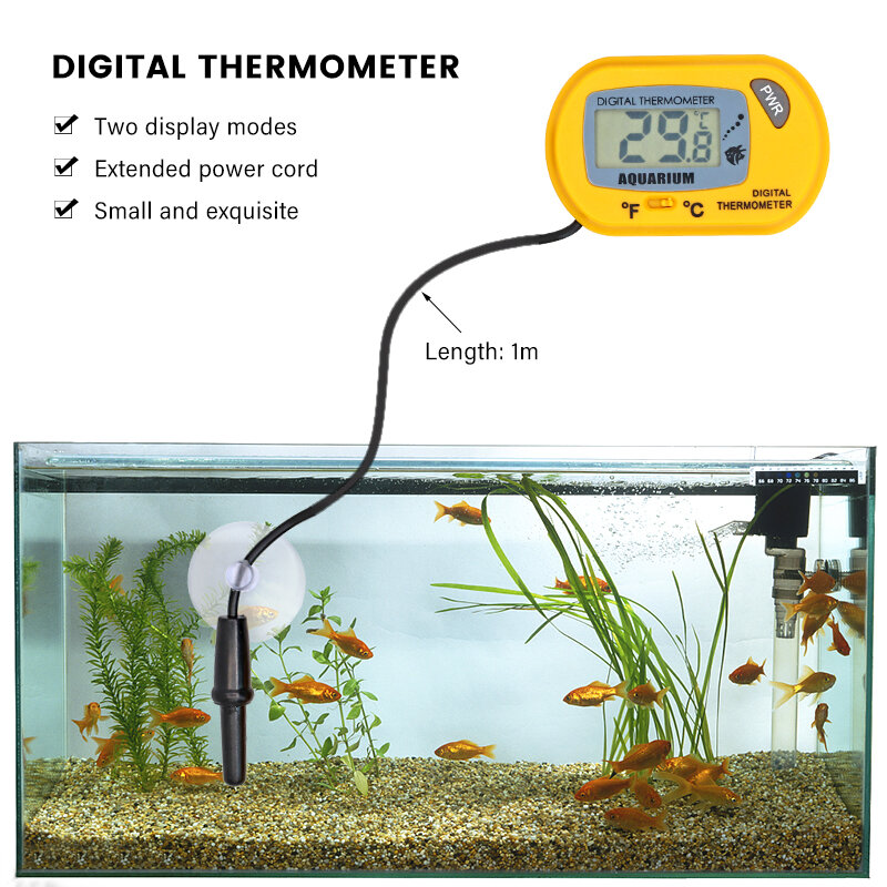 Therye.com-Compteur d'eau numérique LCD pour aquarium, détecteur de température, alarme de poisson, outil de fournitures pour animaux de compagnie, précieux poisson