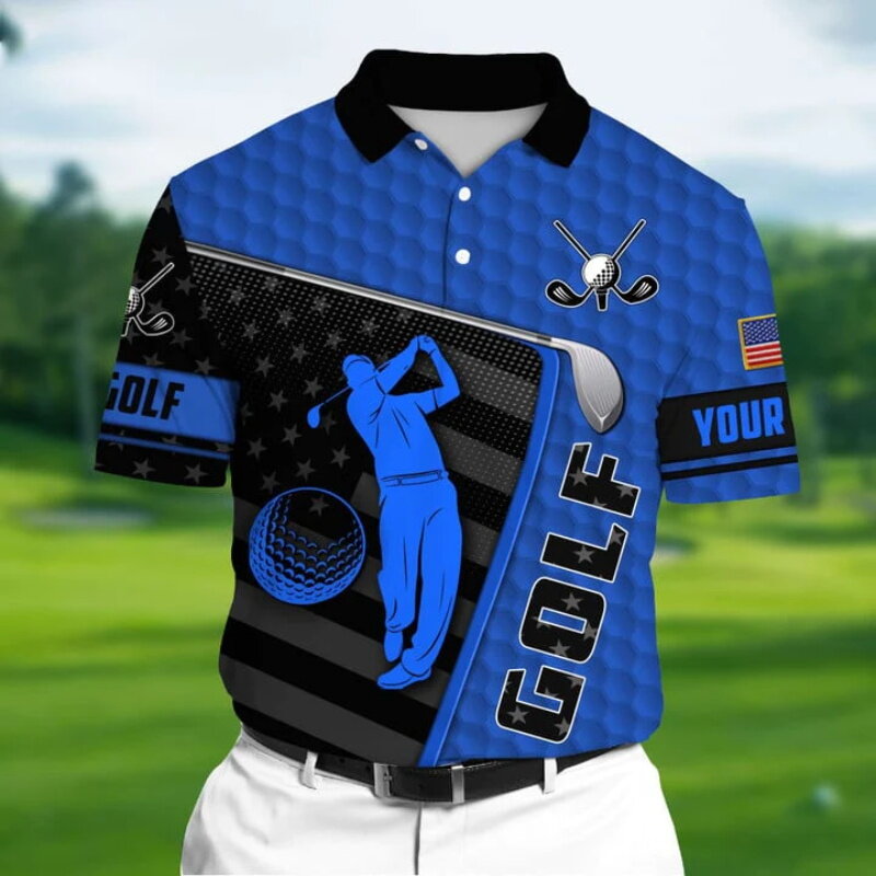 T-shirt de golf Harajuku à manches courtes pour hommes, polo à revers de loisirs, t-shirt de sport de plein air, t-shirts d'été, bouton, mode