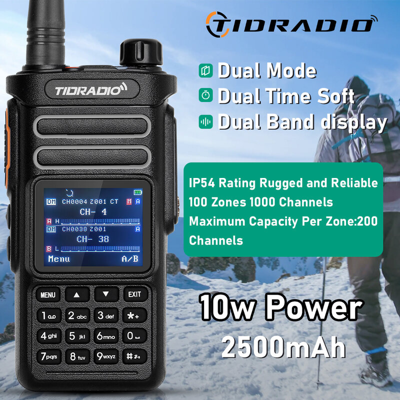 TIDRADIO TD DP738 DMR Digital Walkie Talkie Ham Radio Stations Walkie-talkies Professional Amateur Two-Way Radio VHF UHF GPS 10W
