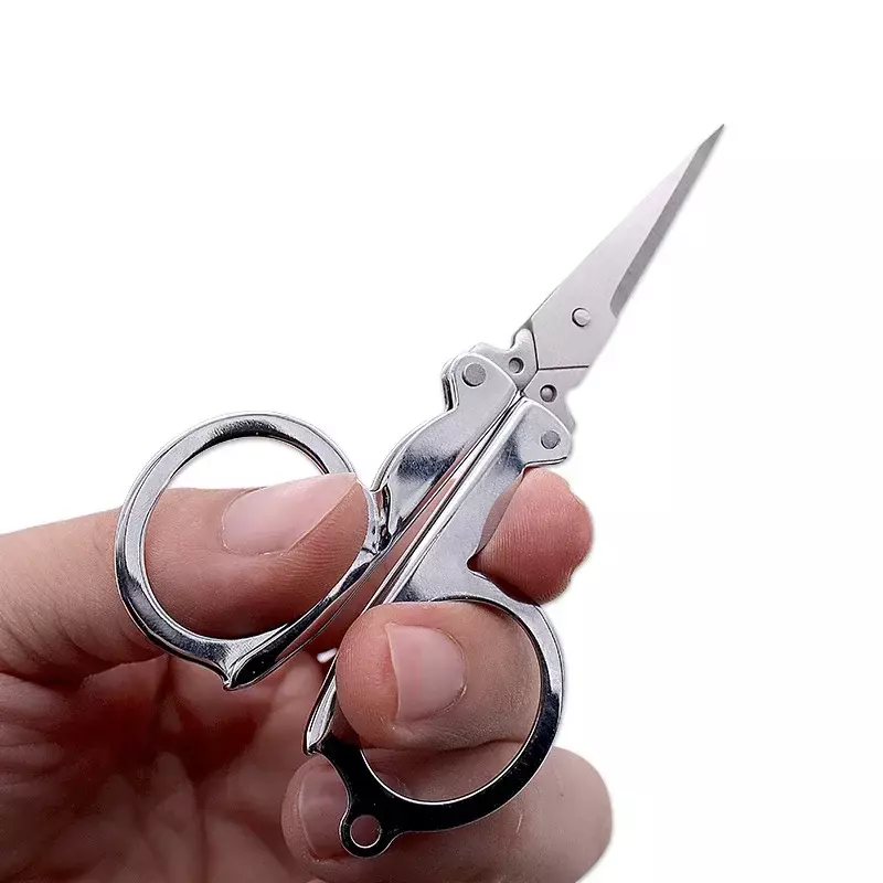 Forbici pieghevoli portatili coltello da tasca in acciaio inossidabile strumento da taglio fai da te forbici artigianali fatte a mano Mini filo da cucito sarto