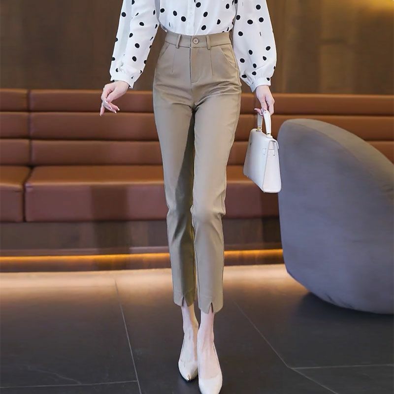 2023 New Women Spring Autumn Korean Vintage Solid Long Trousers Female Casual Ladies Silm Straight Suit Pants Clothing S08