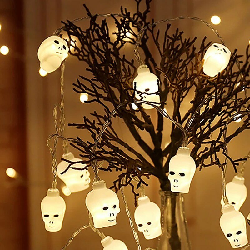 Luces LED de Halloween, cadena de luces de calavera para exteriores e interiores, decoraciones de fiesta de Halloween
