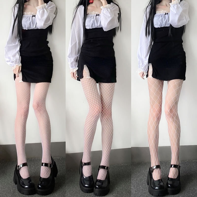 Rajstopy damskie letnie czarne białe pończochy Sexy wysokiej talii Lolita rajstopy zakolanówki pończochy kostiumy do przebierania od hakuouki Anime