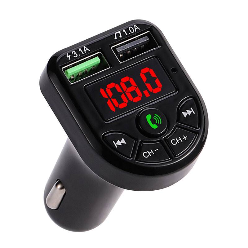 Kit de transmisor FM LED con Bluetooth 5,0 para coche, Cargador USB Dual, reproductor de música MP3, 3,1a, 1A