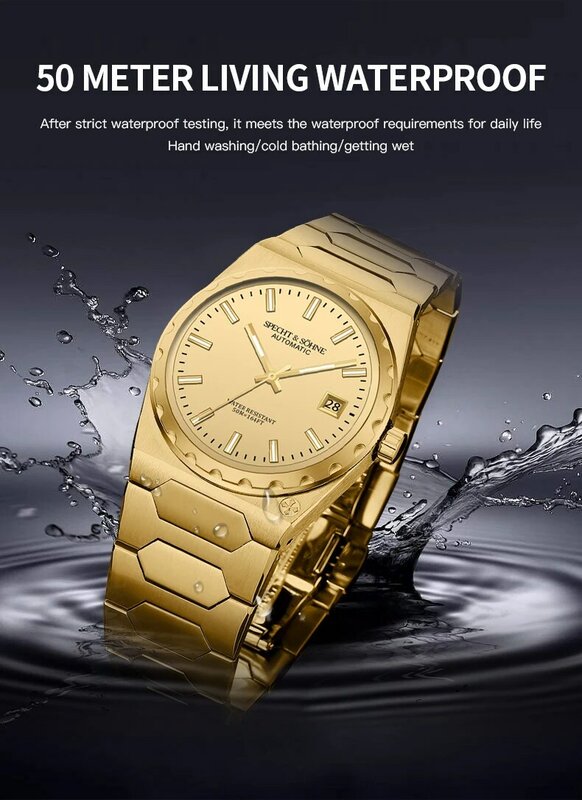 Specht & Sohne-Relógio de pulso mecânico automático masculino, relógio esportivo, relógio de ouro luxuoso, Japão NH35 Movt 222, 37mm, Novo, 2022
