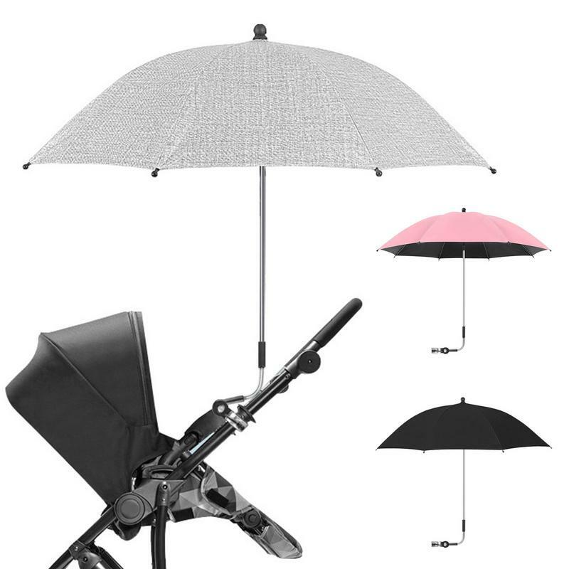 Portable Baby Stroller Parasol, impermeável Pram guarda-chuva com braçadeira, 360 graus ajustável para carrinho, cadeira de rodas, Universal