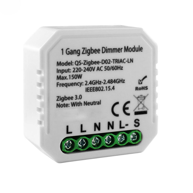 Lonsonho Tuya Smart Zigbee Dimmer Switch modulo relè con/No Neutral Smart Life zigbe2mqtt Alexa Google Home compatibile
