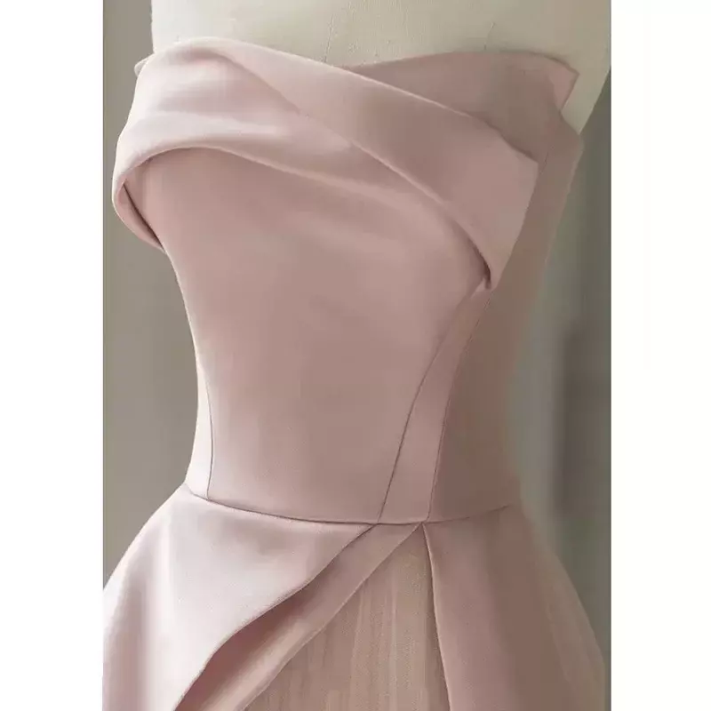 Abito da sera rosa senza spalline per donna banchetto sera abiti da ballo da donna Vestidos De Mujer Elegantes Para Fiesta 2023