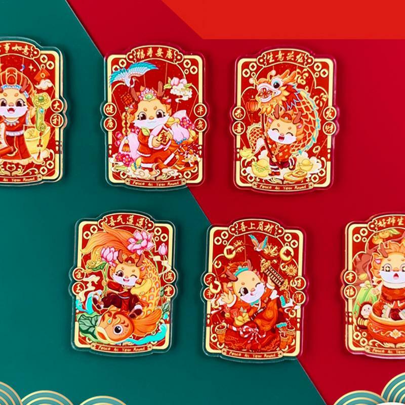 Imán de refrigerador de estilo chino, dibujos animados festivos de Año Nuevo Chino, lindo imán de refrigerador creativo, decoración del hogar
