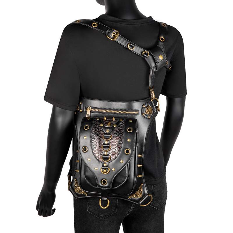 Chikage riñonera con remaches para mujer, bolso cruzado de hombro, estilo Punk, a la moda euroamericana, creativo, para teléfono al aire libre