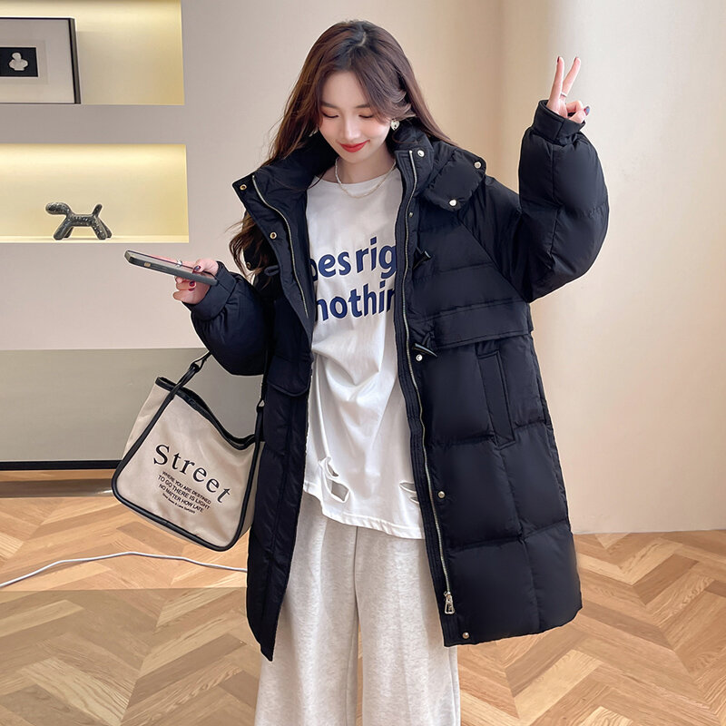 Winter New Women's Down Coat Fashion Loose Hooded FemaleParkas White Duck Down Thickened Warm Parka