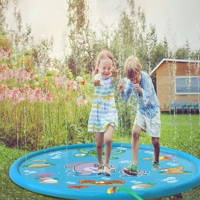 170ซม.ฤดูร้อนเด็กเล่นน้ำเป่าลมสเปรย์น้ำเบาะเกมสนามหญ้า Pad Sprinkler Play ของเล่นกลางแจ้งอ่างอาบน้ำว่...