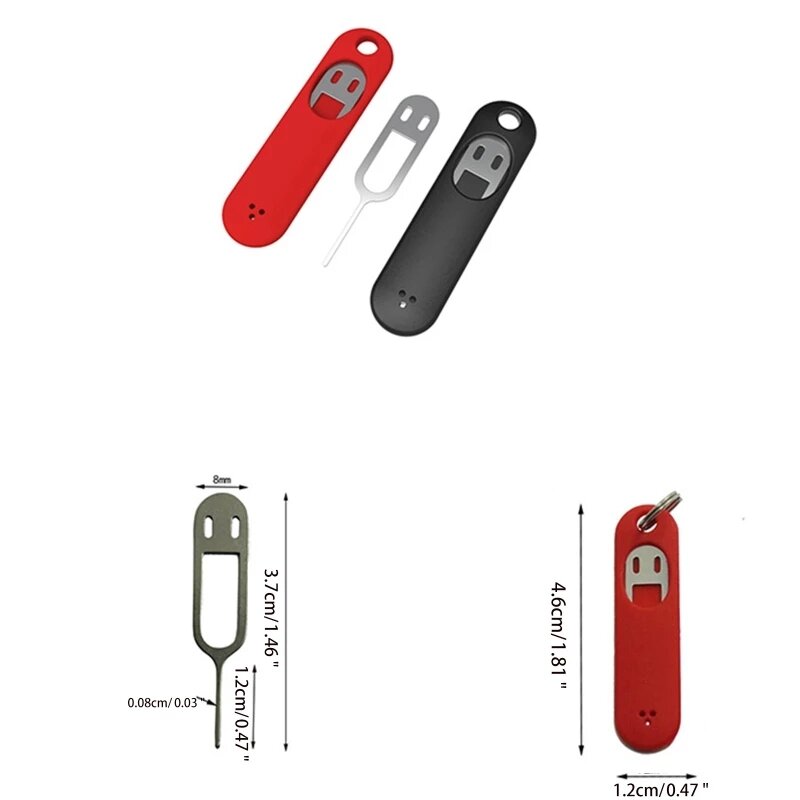 Mini Portable SIM Card Pin Nano Memory Card Silicone Protective Case Keychain Detachable Anti-Lost Phone Card Extractor Cover