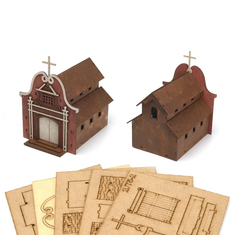 1:72 Maßstab Architektur Modell Holzhaus Modell 3D Holz Puzzle Handwerk einzigartige Gebäude DIY Kits für Geschenk Erwachsene Kinder