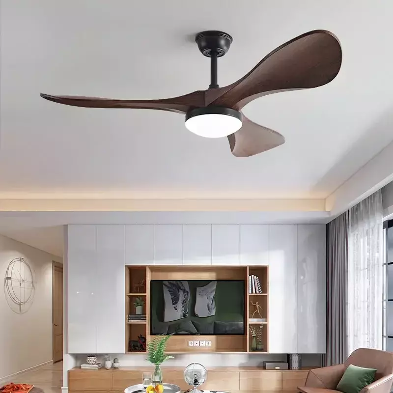 Ventilador de techo con luz LED para el hogar, ventilador eléctrico silencioso con lámpara de 220V y 52 pulgadas, moderno, para restaurante y sala de estar