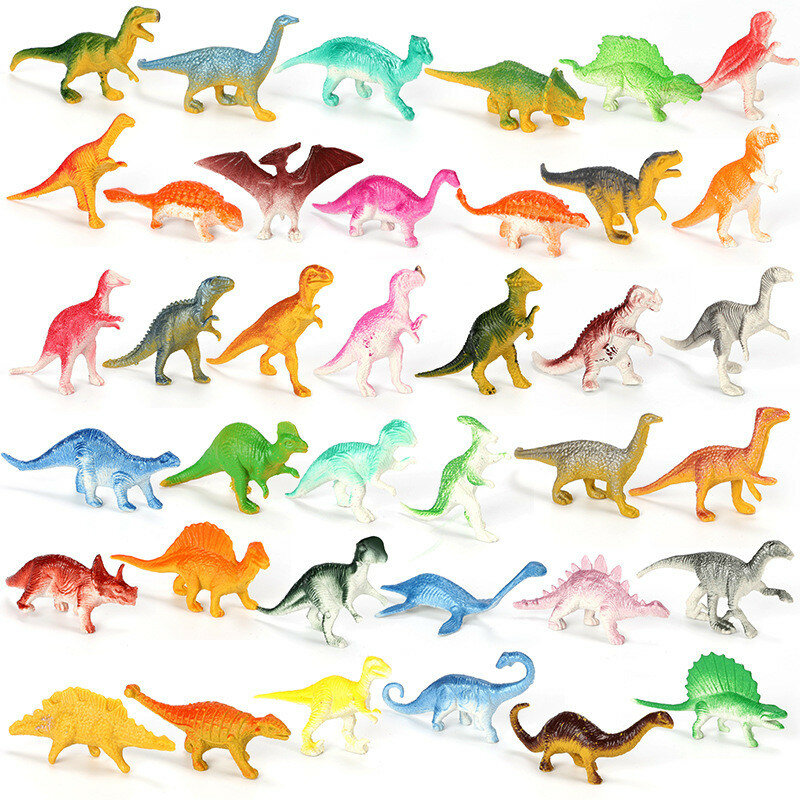 Mini modelo de dinosaurio de simulación para niños, Triceratops sólido, figuras de acción de Tiranosaurio, juguetes educativos clásicos, regalos para niños, 39 piezas por lote
