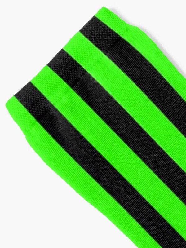 Chaussettes à rayures verticales vert néon et noir pour hommes et femmes, bottes de randonnée en coton, cadeaux drôles