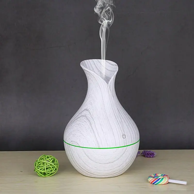 Kreative Holzmaserung Vase Luftbe feuchter stumm Aroma therapie Lokomotive Büro Home USB bunte Lampe Luftbe feuchter