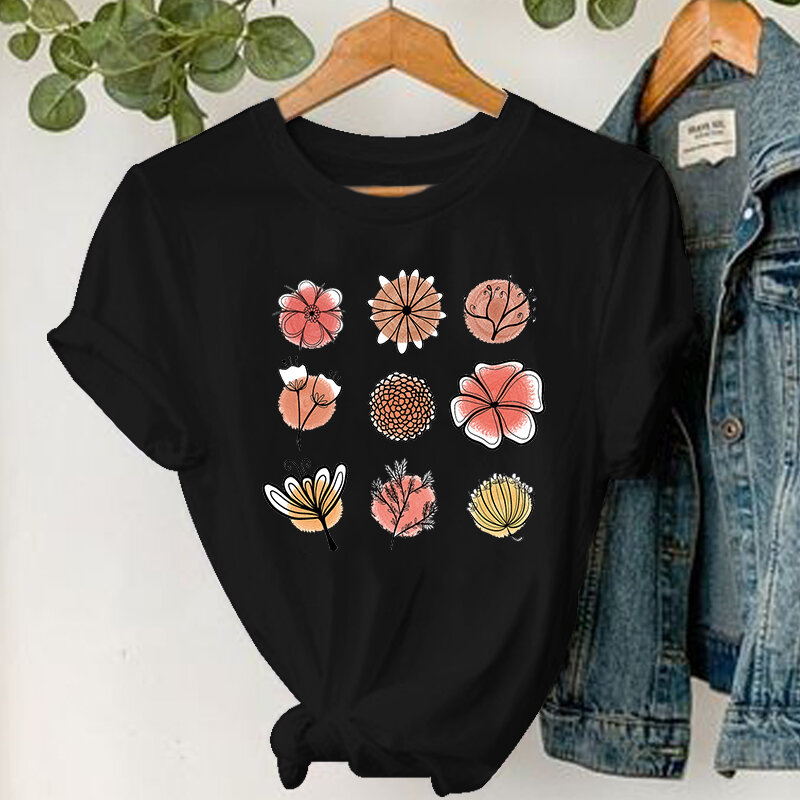 Camiseta con estampado geométrico para mujer, Camisetas estampadas de moda, Camisetas estampadas para mujer, camiseta de manga corta de los años 90, camiseta para mujer