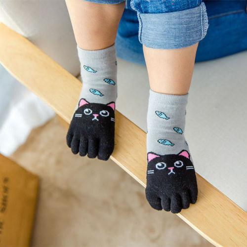 1 par animal dos desenhos animados cinco dedos meias meias meias hosiery toe da criança dos miúdos do bebê meninas meninos meias de algodão de inverno bonito