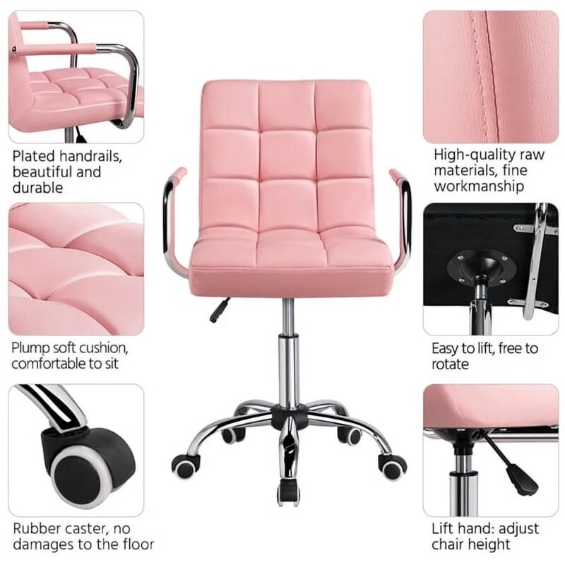 Kursi kantor, kursi kantor, kulit imitasi Modern dapat disesuaikan, kursi putar kantor dengan roda, kursi kantor
