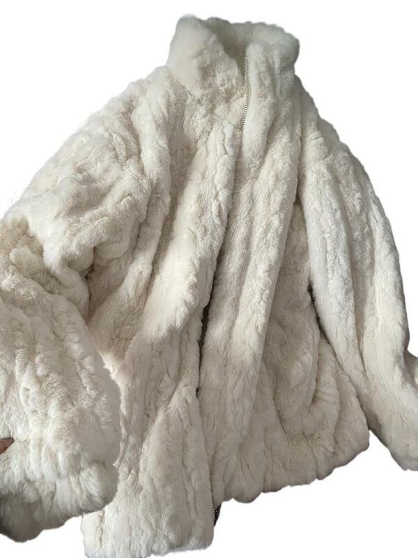 Женская одежда, утолщенное пальто из искусственного меха кролика, новинка зимнего сезона 4,124