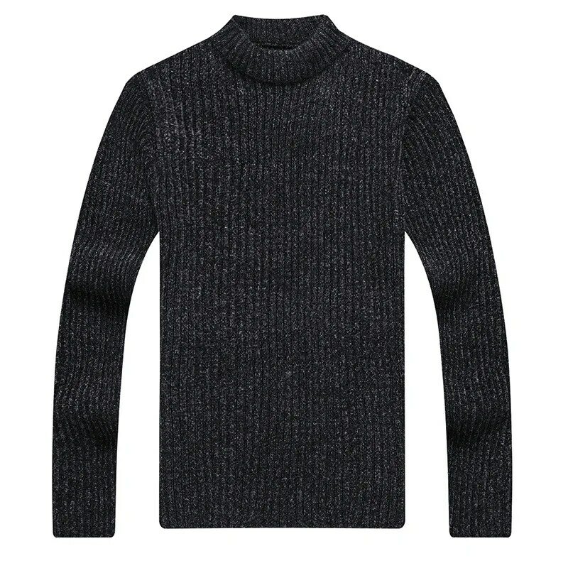Chenille sweter kerah tiruan untuk pria, kemeja dasar termal tebal warna Solid sweter lintas batas musim dingin untuk pria