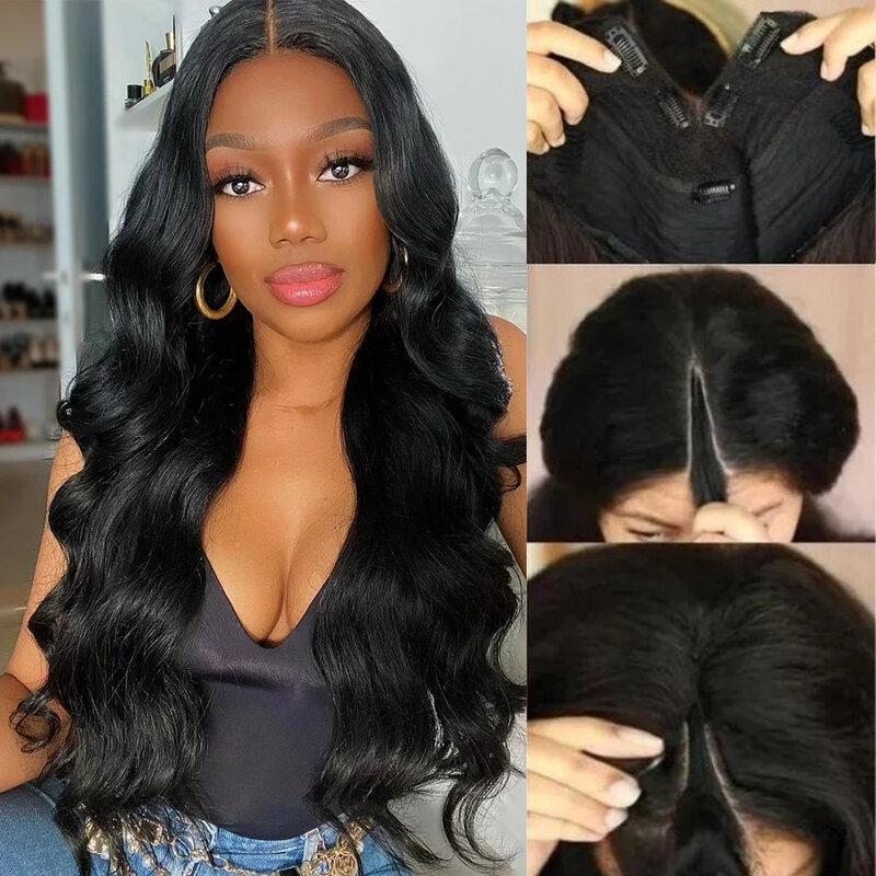 U V Part Wig Human Hair Body Wave Upgrade V Part Wig No Leave Out Glueless V Part Wig Human Hair Wigs Pre Plucked Remy Hair