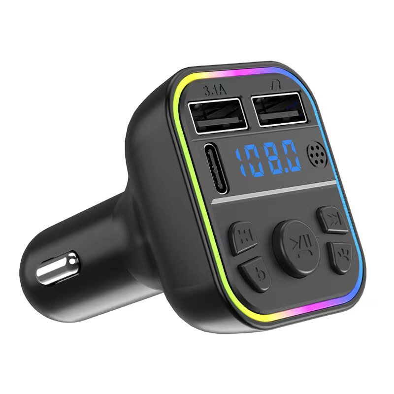 Автомобильное зарядное устройство USB Type-C с FM-трансмиттером, Bluetooth 5,0, mp3-плеером, RGB-подсветкой