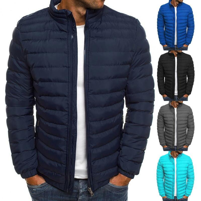 Jaqueta casual monocromática para homens, casaco popular com bolsos com zíper, jaqueta Parka