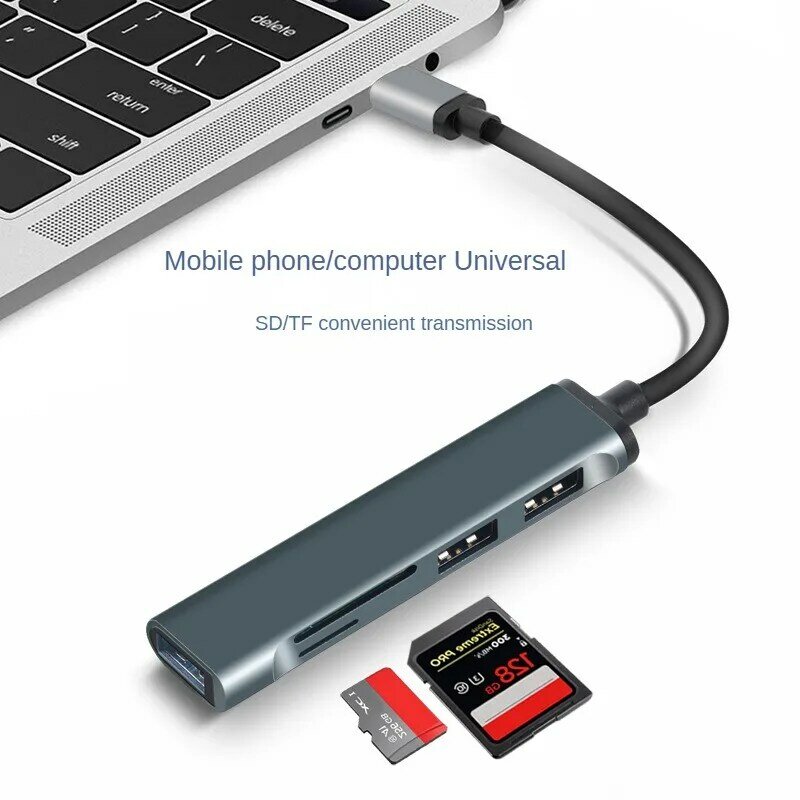 ฮับ Type C ความเร็วสูง USB 3.0 HUB เครื่องอ่านการ์ดหลายพอร์ตพร้อมพอร์ต SD TF สำหรับ MacBook คอมพิวเตอร์อุปกรณ์เสริมฮับ USB
