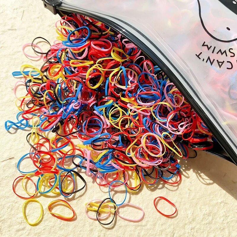 500Pcs/lot Girls Colourful Disposable Rubber Band Hair Ties Headband Children Ponytail Holder Bands Kids Hair Accessories