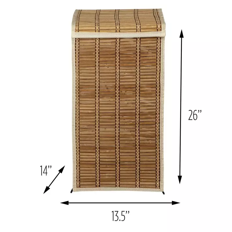 Honey-Can-Do keranjang cucian bambu dengan tutup, Natural