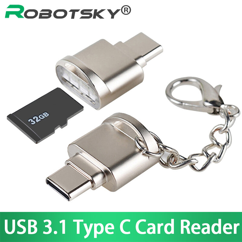 Lecteur de carte mémoire Micro SD TF avec chaîne, adaptateur OTG USB 3.1 de Type C pour Samsung Galaxy
