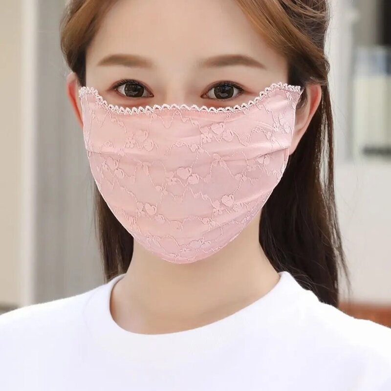 Masque de protection solaire en dentelle avec sangle réglable, couverture qualifiée ale, fleur, Face Ear, protection UV, document solide